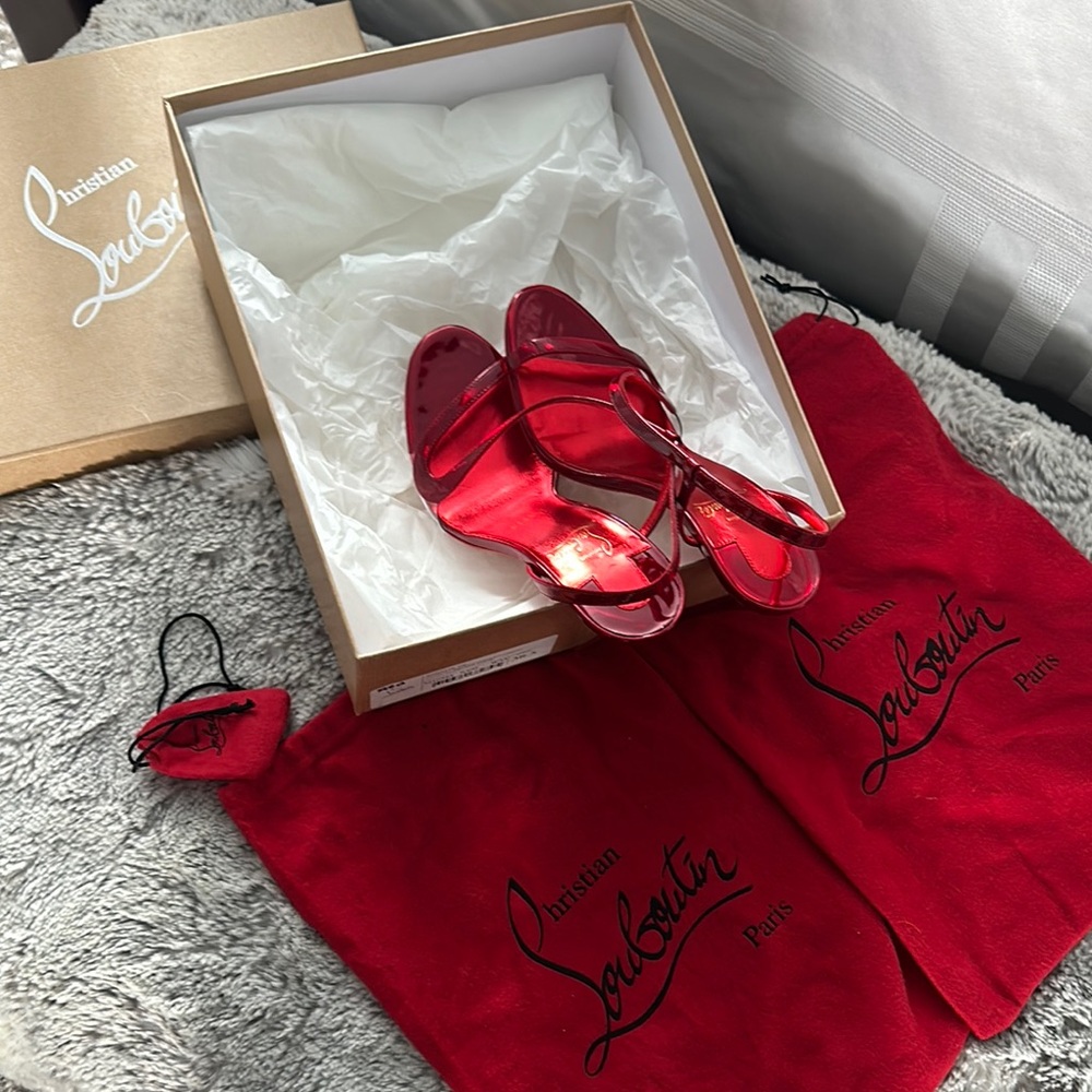 Christian Louboutin Red Strappy Heels - Picture 7 of 7